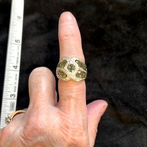 14kt gold, Diamonds and tourmalines well made approx size 7 Ring. New.